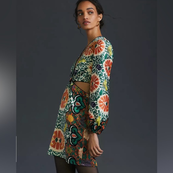 Let Me Be Floral Cut-Out Mini Dress from Anthropologie, Medium - Picture 2 of 11